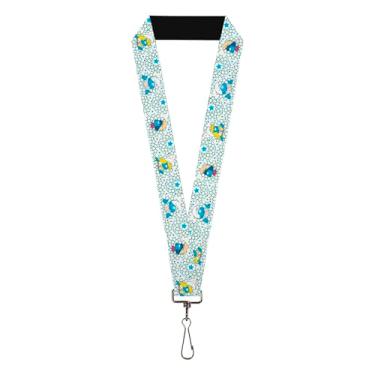 Imagem de Buckle-Down The Smurfs Lanyard, The Smurfs Three Character Pose and Stars White Blues, Elastic