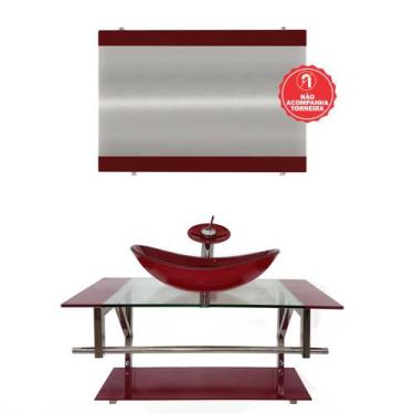 Imagem de Gabinete de Vidro 90cm para Banheiro Romênia - EKASA, Vermelho Cereja