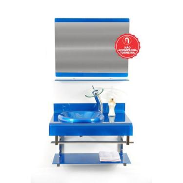 Imagem de Gabinete de Vidro 70cm para Banheiro Espanha - EKASA, Azul Escuro