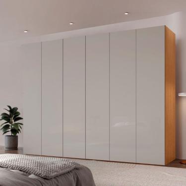Imagem de Guarda Roupa Casal Coliseu Mdf 6 Pts 6 Gvts Moderna Mobília Naturalle/off White