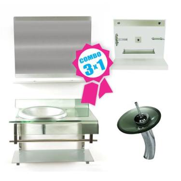Imagem de Combo 3 em 1 - Gabinete 70cm Turquia + Torneira Ibiza + Kit Banheiro J
