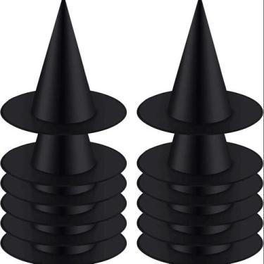 Imagem de Chapéu de Bruxa Preto para Halloween - Pacote com 12 Unidades, preto