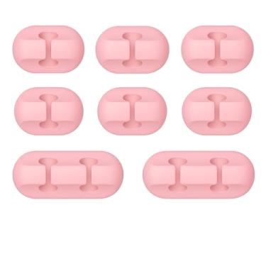 Imagem de Pacote com 8 clipes para cabos, organizador de fios, suporte adesivo de gerenciamento, carregador, clipes para mesa, casa, escritório, carro, cubículo, mesa de cabeceira, branco