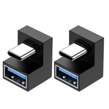 Imagem de Strhowill Pacote com 2 adaptadores USB C macho para USB 3.0 fêmea, conversor OTG angular em forma de U de 180 graus para celular, tablet, laptop (tipo U)