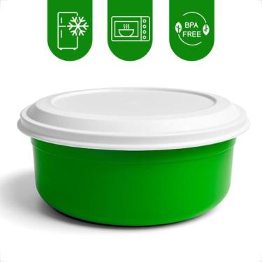 Imagem de Tigela Saladeira Redonda Kit 5 Potes Plastico Com Tampa 4,6L Cozinha S