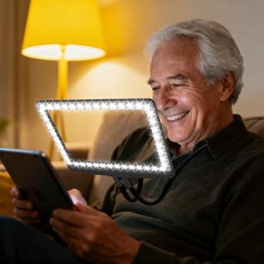 Imagem de NZQXJXZ Lupa Mãos Livres com Luz, Lupa Grande 5X para Leitura, Lupa Iluminada com 43 Leds, Lupa Grande de Página Inteira para Idosos com Baixa Visão E Trabalho Próximo