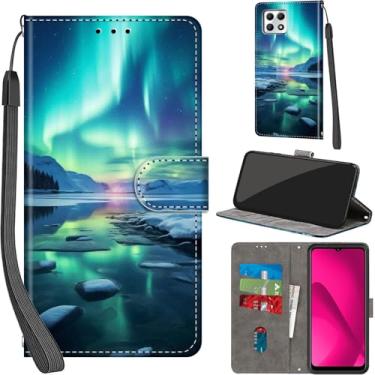 Imagem de Salanheo Capa carteira para T-Mobile Revvl 7 5G, com [3 compartimentos para cartões], fecho magnético com suporte, capa protetora de couro PU à prova de choque 16,7 cm, Aurora