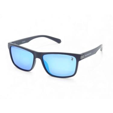 Imagem de Óculos de Sol Casual Polarizado Masculino Polo London Club, Lente UV400 Kit contém Case Couro ECO (Preto lente Azul)