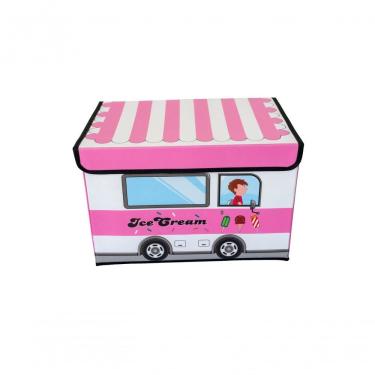 Imagem de Caixa Organizadora Infantil Tampa Brinquedoteca Armazenament Cor:sorveteria Rosa