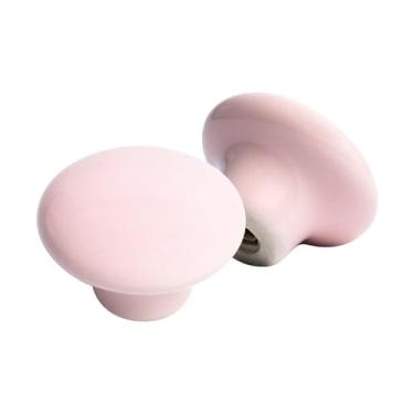 Imagem de Kit 2 Puxadores Cerâmica Porcelana 38mm Para Móveis Armário (Rosa Claro - MPPON103)