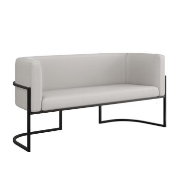 Imagem de Sofá Namoradeira Corino 2 Lugares Moderna Base Metal Preta Bege