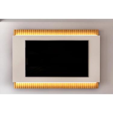 Imagem de Painel Home Para Tv Até 75 Polegadas Loren Ripado Com Led 200x136cm Cedro-bali - Dj Móveis