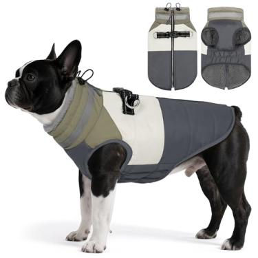 Imagem de Vitiswap Casacos para cães médios, jaqueta de inverno impermeável para cães com arnês embutido, casacos para clima frio, colete refletivo com zíper para animais de estimação, roupa de neve para cães