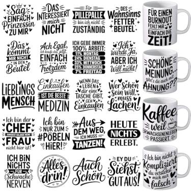 Imagem de Envoltório de copo UV DTF - 24 folhas citações inspiradoras alemãs UV DTF envoltórios de copo para caneca texto inspirador colorido decalques Uvdtf à prova d'água ferro sobre transferência para copos