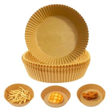 Imagem de Forro de papel para fritadeira a ar, 100 peças de papel pergaminho natural para fritadeira a ar, à prova de óleo, à prova d'água, pergaminho de grau alimentício para fritadeira a ar, vaporizador