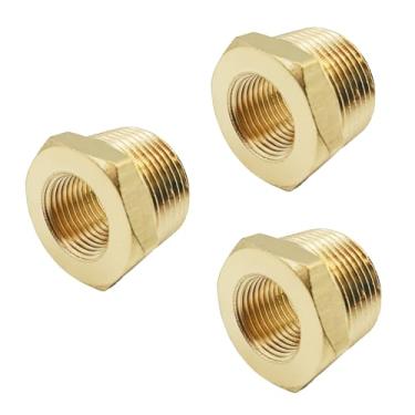 Imagem de AQUADIAI Bucha sextavada redutora de encaixe de tubo de latão 1/2 NPT macho x 1/4 NPT fêmea (pacote com 3)