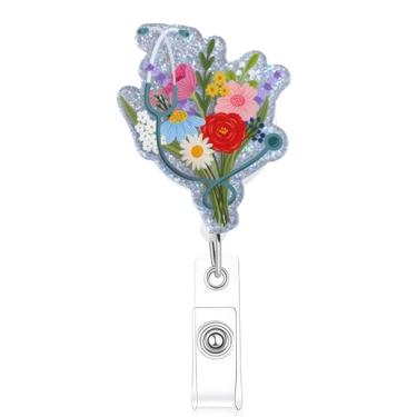 Imagem de Engraçado carretel de crachá de flor de enfermeira, suporte de crachá fofo com clipe de jacaré retrátil, presentes para estudantes de enfermagem RN LPN CNA MA trabalhador médico professor médico