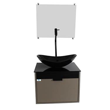 Imagem de Gabinete Armário Banheiro 40cm Cuba Oval Preta