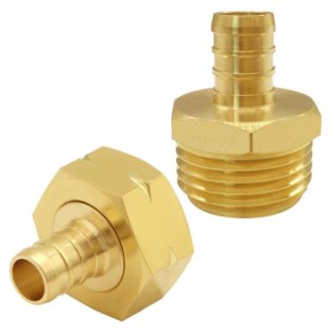 Imagem de Joywayus Kit PEX 1/5.1 cm PEX 3/10.2 cm GHT Acessórios de conector de mangueira de água de jardim de latão hexagonal para casa/barco/gramado/lavagem elétrica/irrigação