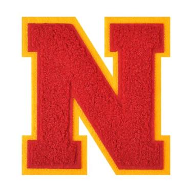 Imagem de 1 peça de patch de letra de chenille vermelho de 11,4 cm – Remendos do alfabeto para roupas, jaquetas, mochilas, chapéus para decoração personalizada, nome personalizado e artesanato. (N)