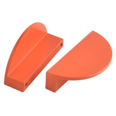 Imagem de funifiti Pacote com 4 alças modernas para armários e gavetas 6,3 cm laranja meia lua puxadores de porta de armário banheiro semicírculo colorido encaixe de móveis