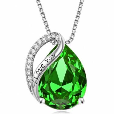 Imagem de Colares com pingente de cristal de pedra do mês de nascimento para mulheres, presente de aniversário dos namorados, dia das mães, colar de namorada, joia de coração de filha, aniversário para ela, ON