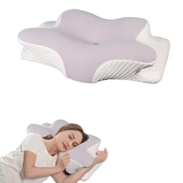 Imagem de Almofada cervical para alívio da dor no pescoço, travesseiro ortopédico ergonômico para dormir, dor no ombro e suporte, almofada de pescoço de espuma viscoelástica aconchegante com fronha para dormir