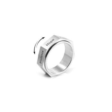 Imagem de ChicGlowz Anel giratório Fidget para mulheres, aço inoxidável, esperança, inspirador, alívio da ansiedade, anéis giratórios para polegar, simples, personalizado, Natal, aniversário, joias, presentes