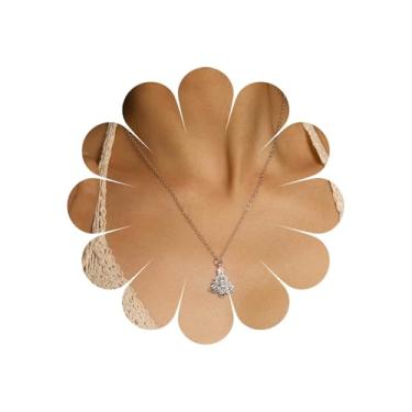 Imagem de Ximdble Colar vintage com pingente de árvore de metal, colar gargantilha de Natal, prata, corrente fina de prata, joia de Natal para mulheres