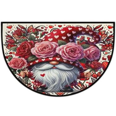 Imagem de Tapete de porta meio redondo para dia dos namorados, antiderrapante, absorvente, semicírculo, tapetes laváveis, meia lua, para ambientes internos, pátio, cozinha, banheiro, entrada, lareira, decoração