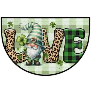 Imagem de Tapete de porta meio redondo, dia de São Patrício, antiderrapante, absorvente, semicírculo, tapetes laváveis, meia lua, tapetes para ambientes internos, pátio, cozinha, banheiro, entrada, lareira