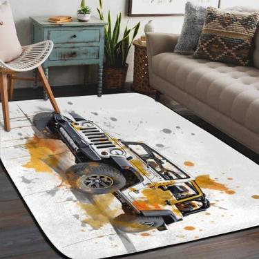 Imagem de Tapete de área para sala de estar, lavável à máquina, pintura de caminhão monstro, antiderrapante, tapete macio, para sala de estar, quarto, sala de jantar, berçário, cozinha, decoração de casa