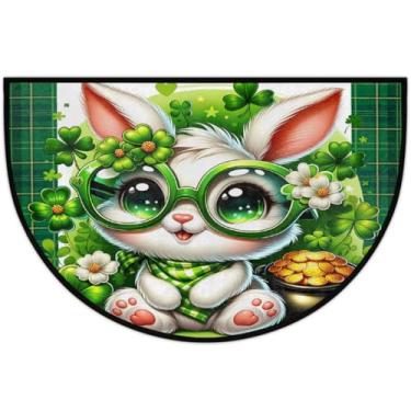 Imagem de Tapete de porta meio redondo, dia de São Patrício, antiderrapante, absorvente, semicírculo, tapetes laváveis, meia lua, para ambientes internos, pátio, cozinha, banheiro, entrada, lareira, decoração