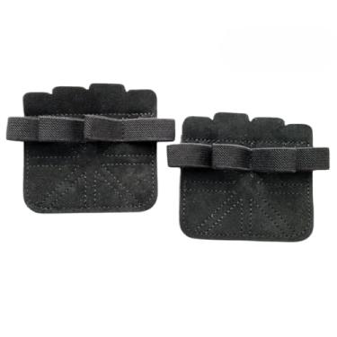 Imagem de Par Luvas de Couro Academia Musculacao Treino protecao Fitnees(Preto)