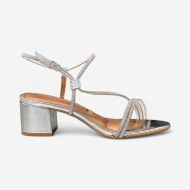 Imagem de Sandália Vizzano Salto Bloco Com Strass Prata-Feminino