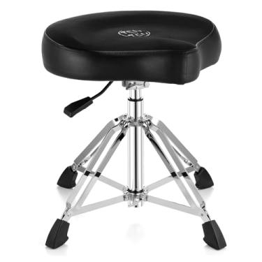Imagem de TENTOTEN Tambor hidráulico Drum Throne, assento de tambor ergonômico removível com superfície de veludo de espuma viscoelástica e base dobrável, banco de bateria de 48 a 61 cm de altura para adultos e