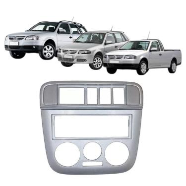 Imagem de Moldura 1 Din Gol G4 Parati Saveiro 2006 à 2009 5 Botões Prata Painel Rádio Som Expex Epx Vw-535