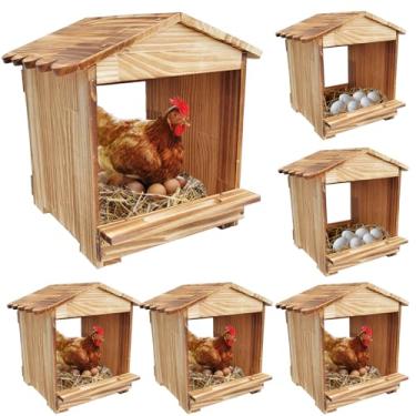 Imagem de Caixas de assentamento para galinhas, caixa de nidificação, caixa de nidificação de galinhas, 6 compartimentos - caixa de madeira para assentamento de ovos de parede para galinheiro, tamanho grande 29
