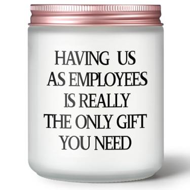 Imagem de Conelist Funny Boss Vela de presente 240 g lavanda perfumada cera de soja dia do chefe para mulheres homens presentes de agradecimento para senhora colega de trabalho empregada pote branco fosco com