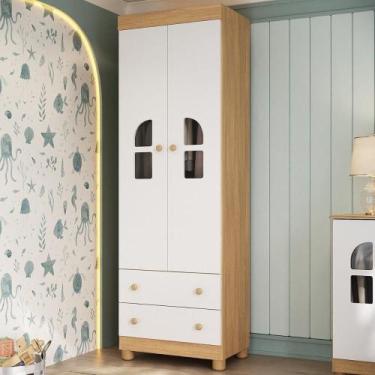 Imagem de Guarda-roupa Infantil 62cm 2 Portas com Vidro e 2 Gavetas Nina Multimó