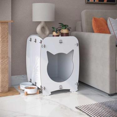 Imagem de Mesa de Cabeceira Casinha Pet Gato Cor:Branco - Ofertamo, Branco
