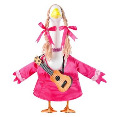 Imagem de YOGFIT Roupas de ganso de varanda, 4 peças de roupas de ganso de varanda para gansos de cimento de 68 cm, estilo boneca dos anos 70 e 80 para decoração de quintal de gansos de cimento (1 roupa de