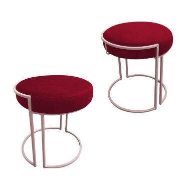 Imagem de Kit 02 Puffs Love Suede Base Rosê Vermelho