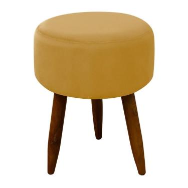 Imagem de Puff Banqueta Decorativo Pés Madeira Amarelo