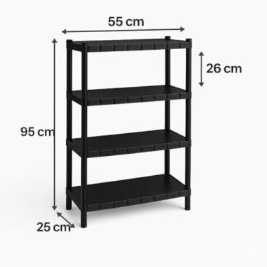 Imagem de Estante com 5 Prateleira Organizadora de Plástico Modular Multiuso para Cozinha e Quarto(4 Prateleiras)