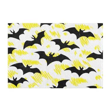 Imagem de Burbuja Tapete de banheiro com linha amarela, tapete de banheiro absorvente extra macio com suporte antiderrapante para banheiro, banheira e chuveiro, 40 x 61 cm