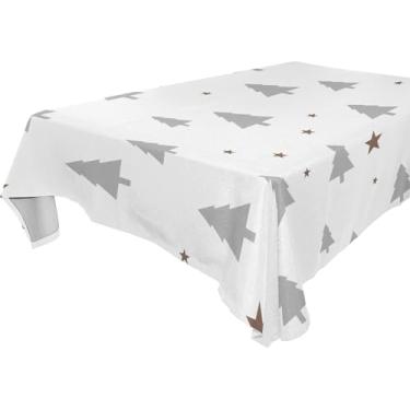 Imagem de Burbuja Toalha de mesa de árvore de Natal, toalha de mesa quadrada anti-rugas grossa para decoração de jantar, cozinha, festa, 137 x 137 cm