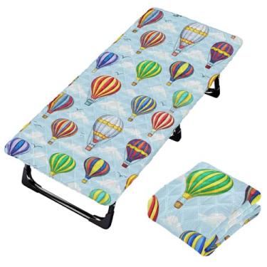 Imagem de Burbuja Lençol de berço de balões de ar quente para crianças, lençol de cochilo acolchoado portátil com faixa elástica para meninas e meninos, lavável na máquina, 63,5 x 127 cm