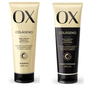 Imagem de Kit Shampoo e Condicionador OX Colágeno, Para Cabelos Porosos e Danificados, Preenche a Estrutura Dos Fios, Proporcionando Cabelos Mais Fortes e Saudáveis, 240ml Cada
