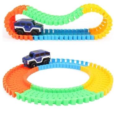 Imagem de Kit 2 Unidades Pista Flexível 56 Peças Carrinho LED Maluca Infantil